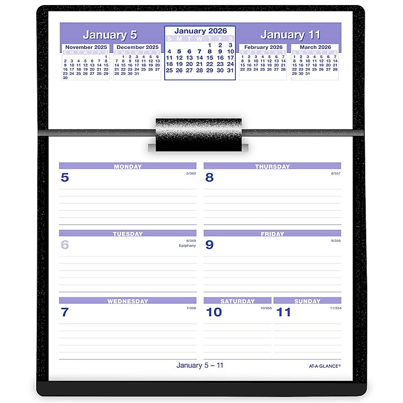 2026 AT-A-GLANCE Flip-A-Week 5.5" x 7" Weekly Desk Calendar, White/Purple (SW700X-00-26) image 1