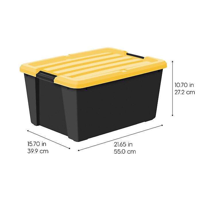 Iris 45 Quart Storage Bin with Latching Lid, Plastic, Black, 4
