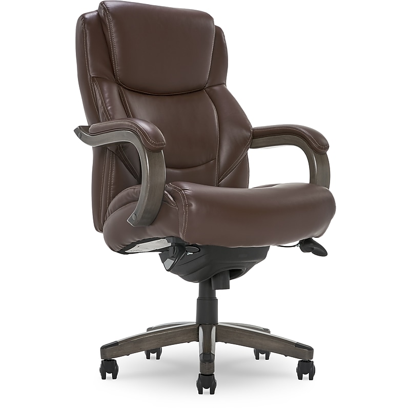 La-Z-Boy Delano Ergonomic Leather Executive Big & Tall Chair, 400 lb. Capacity, Chocolate Brown/Gray (CHR10045C) image 1