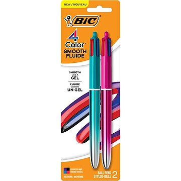 BIC 4-Color Smooth Gradient Retractable Ballpoint Pen, Assorted