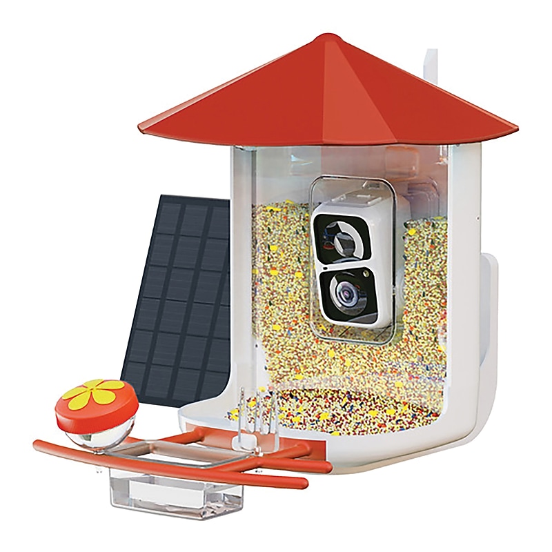 PerchMe Smart Bird Feeder with Camera, Vermilion Canopy (SF-BF-VC01) image 1