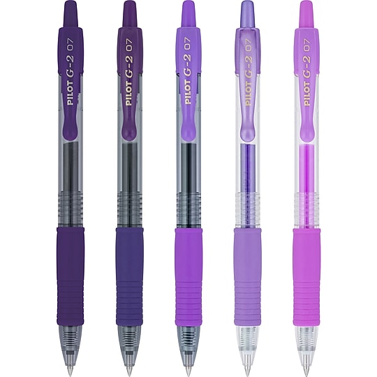 Pilot G2 Purples Retractable Gel Pen, Fine Point, 0.7mm, Assorted Ink, 5/Pack (XPO32001)~#|#~112627CD-D47B-4193-B7C4211BD8190185_sc7