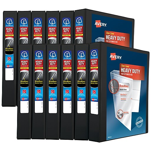 Avery Heavy Duty 1" 3Ring View Binders, One Touch EZD Ring, Black 12