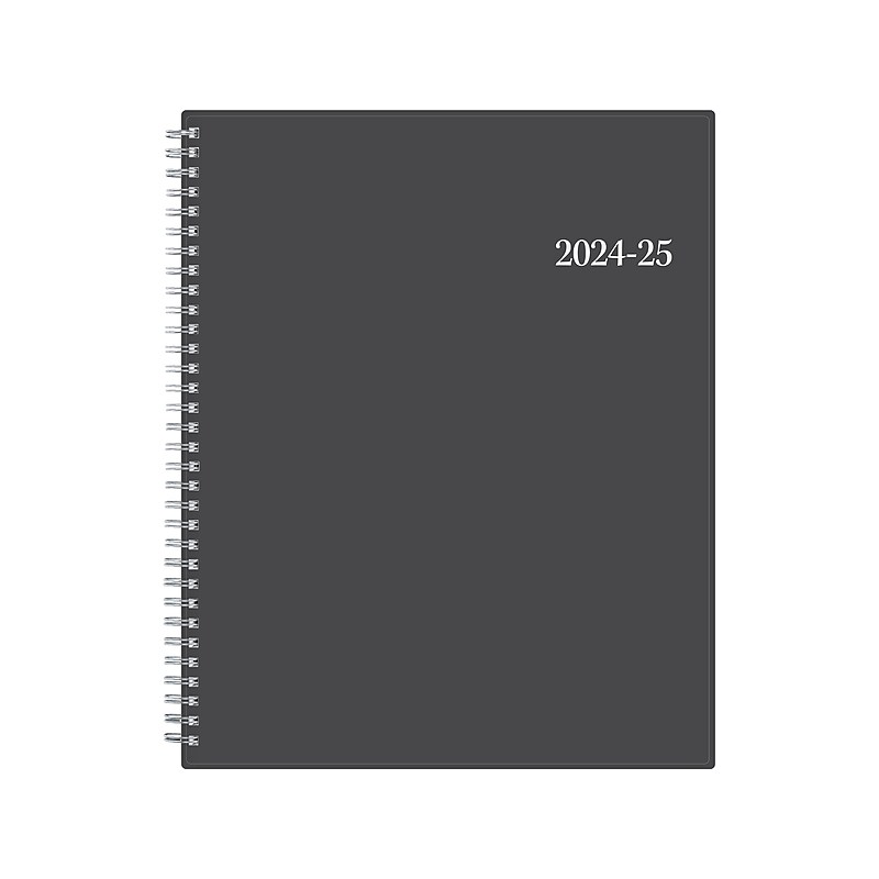 2024-2025 Blue Sky Collegiate 8.5" x 11" Academic Weekly & Monthly Planner, Plastic Cover, Gray (100135-A25) image 1