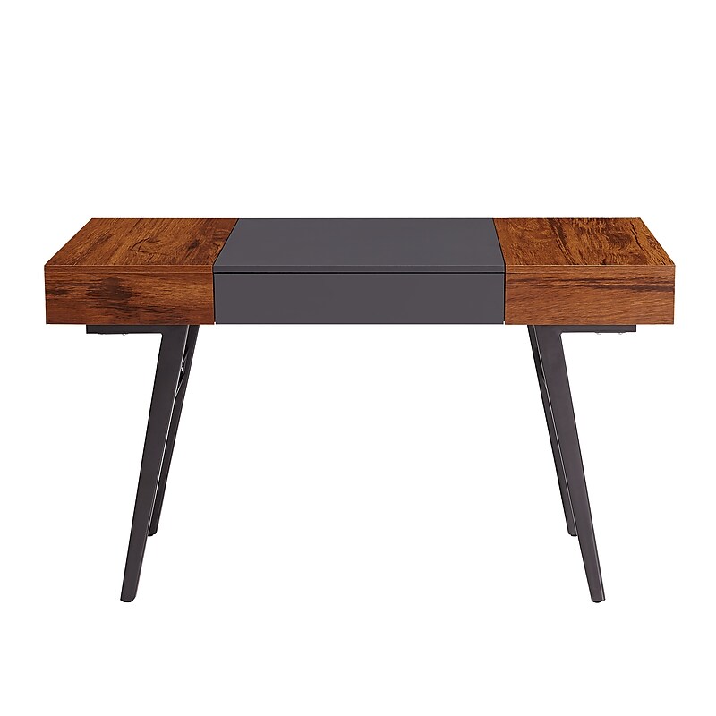 Techni Mobili Expandable 51" MDF Table Desk, Gray/Mahogany (RTA-1854-MAH) image 1