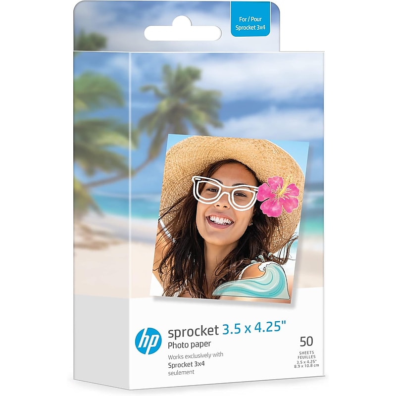 HP Sprocket 3.5 x 4.25" Zink Sticky-Backed Photo Paper, 50 Sheets/Pack (HPIZ3X450) image 1