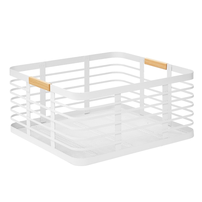 mDesign Steel Organizer, Matte White/Natural (25945) image 1