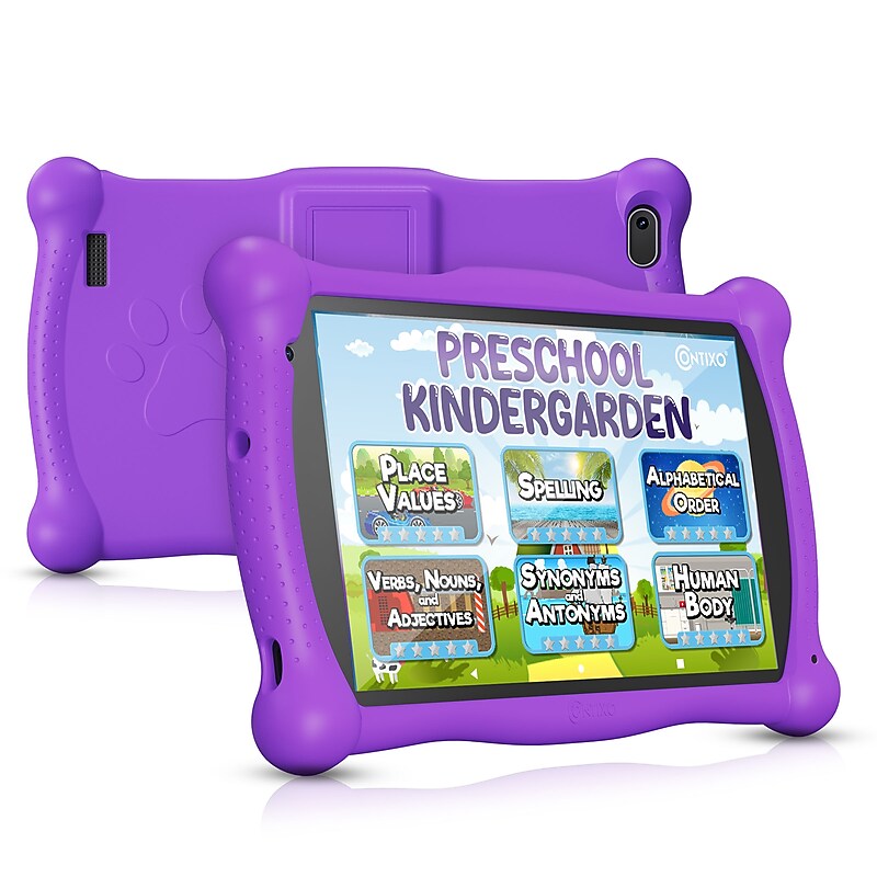 Contixo V10 Kids 7" Tablet, Wi-Fi, 32GB, Android 11, Bundled with Stylus, Kid Proof Case with Kickstand, Purple image 1