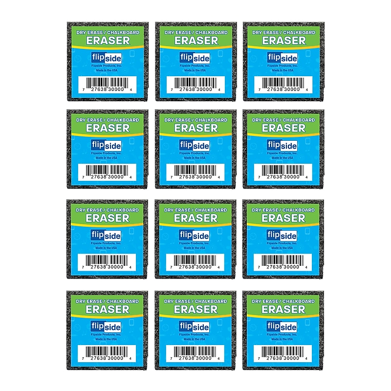 Flipside Dry-Erase Eraser, Gray, Dozen (30009) image 1