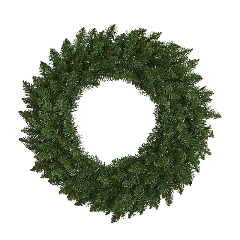 Nearly Natural 24-in Green Pine Artificial Christmas Wreath with 35 Clear LED Lights (W1110) image 1