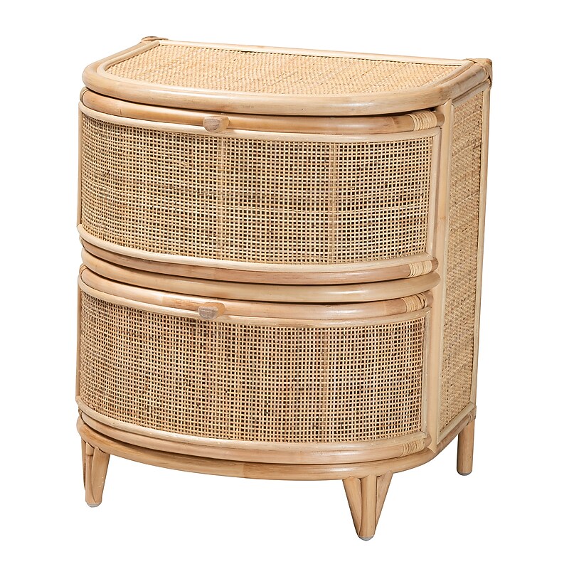 bali & pari Oleta 21.3"W x 17.7"D Natural Rattan Nightstand with 2 Drawers, Natural (230-13152-HiT) image 1