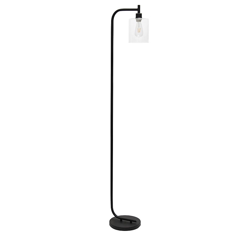 Simple Designs Modern Iron Lantern 67" Floor Lamp with Glass Shade, Black (LF2009-BLK) image 1