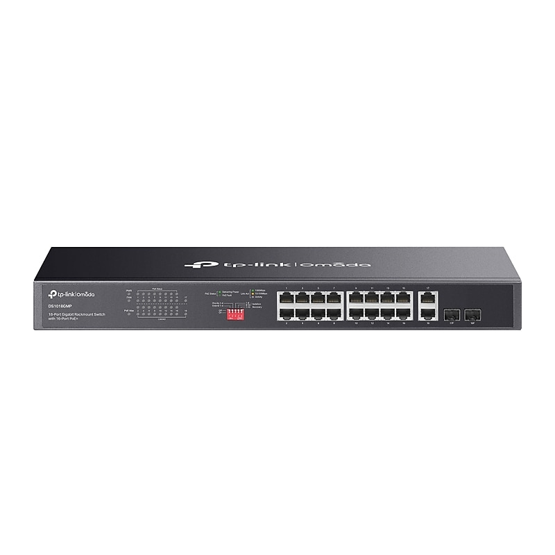 TP-Link Omada 18-Port Gigabit PoE Unmanaged Rackmount Switch, 1 Gbps, Black (DS1018GMP) image 1