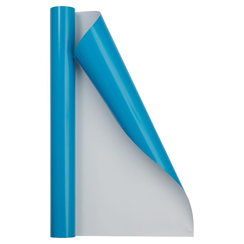 JAM Paper Short Mini Roll Glossy Wrapping Paper,  26.3' x 2.5", Bright Blue, 2/Pack (165S25263bug) image 1