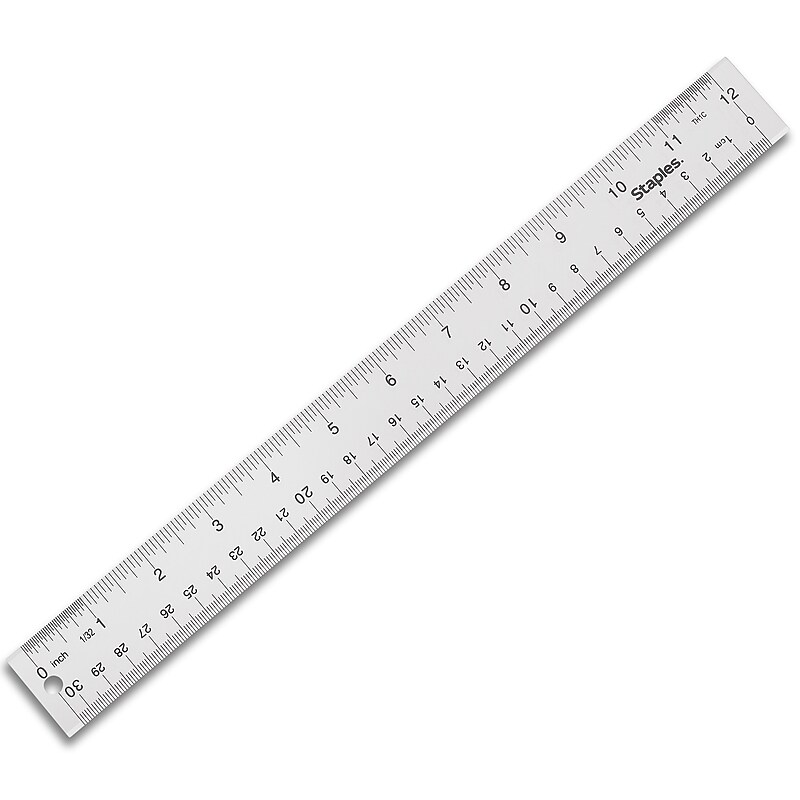 Staples 12" Acrylic Standard Imperial/Metric Scales Ruler, Clear (51882-CC) image 1