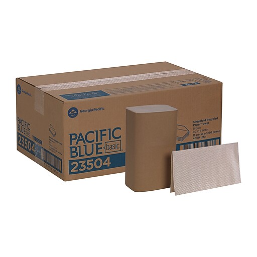 はるページ　STC-13/CH WSB-22/CC Pacific Blue Basic Recycled Single Fold Paper Towels, 1-ply, Brown