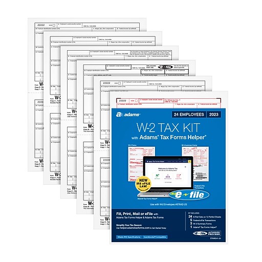 Adams 2023 W2 2 Tax Forms Kit with Adams Tax Forms Helper and 5 Free