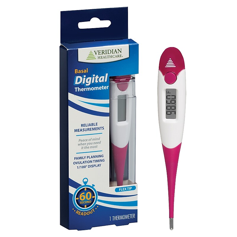 Veridian Healthcare Basal Digital Oral Thermometer, Pink (08-359BSL) image 1