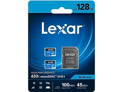 Lexar High-Performance 633x Series 128GB microSDXC Memory Card with Adapter - Thumbnail 2