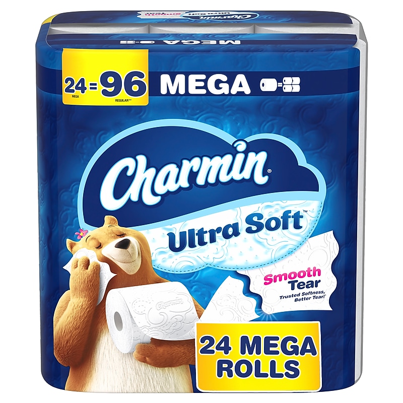 Charmin Ultra Soft Mega Toilet Paper, 220 Sheets/Roll, 24 Rolls/Pack (88000) image 1