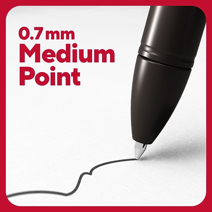 TRU RED Quick Dry Gel Pens, Medium Point, 0.7mm, Black, Dozen