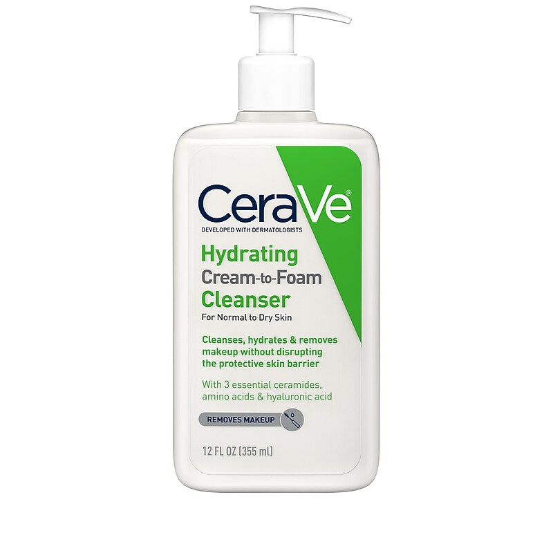 CeraVe Hydrating Cream to Foam Face Wash & Cleanser for Dry Skin, 12 oz. (S3964003) image 1