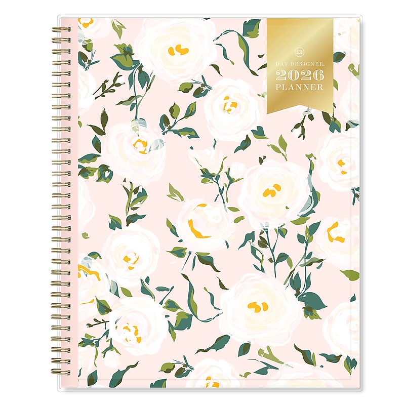 2026 Blue Sky Day Designer Coming Up Roses Blush 8.5" x 11"  Weekly & Monthly Planner, Plastic Cover, Multicolored (140092-26) image 1