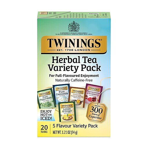 Twinings Variety Caffeine Free Herbal Tea Bags, 20/Box (F08666