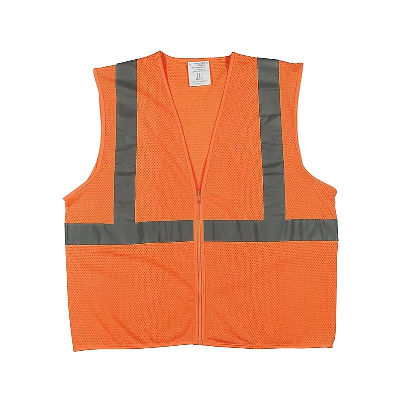 Protective Industrial Products High Visibility Sleeveless Safety Vest, ANSI Class R2, Orange, Large (302-MVGZOR-L) image 1