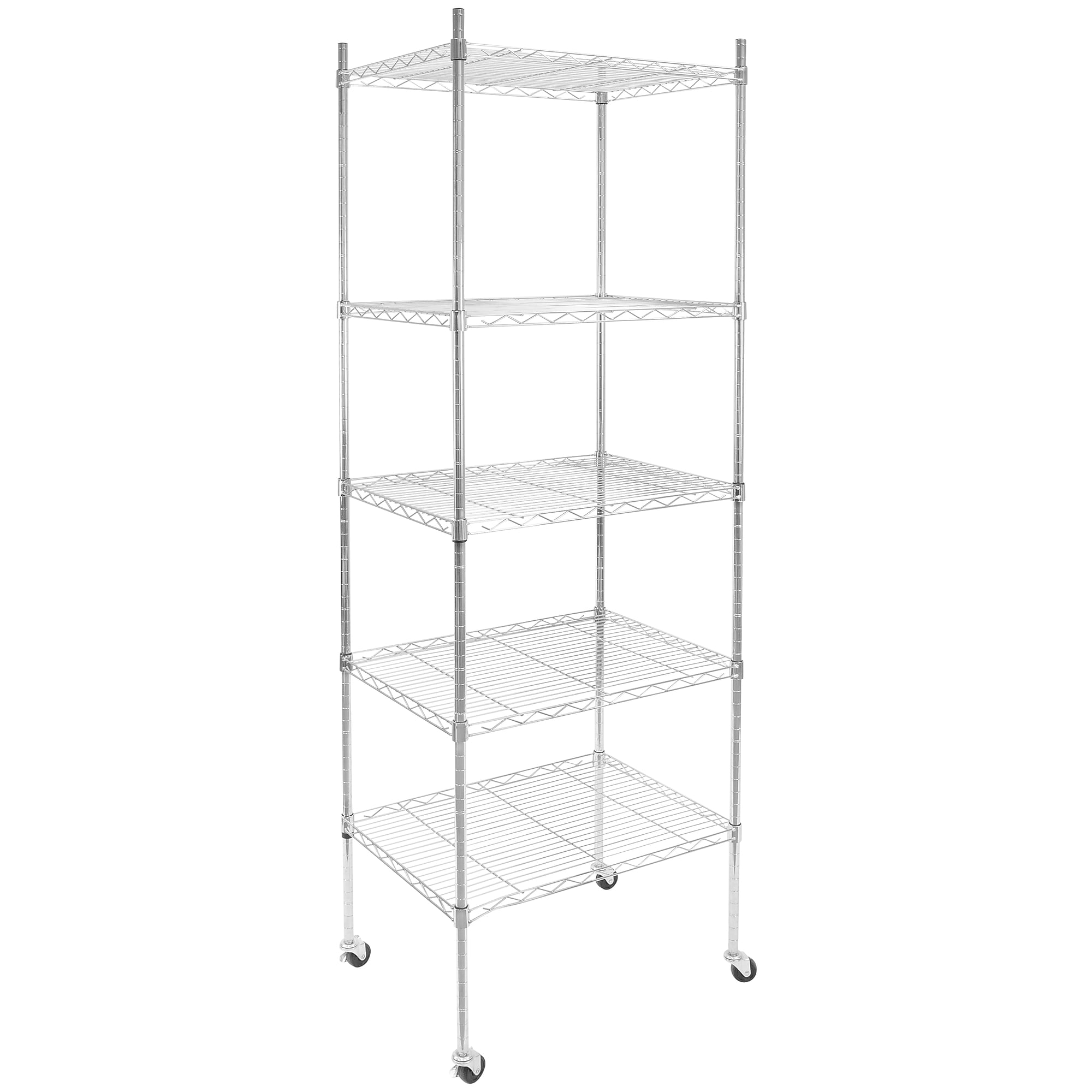 Mount-It! 5-Tier Wire Shelving Unit with Wheels, Holds 88 lbs per shelf, Silver (MI-7862) Sansujyuku sansujyuku.com