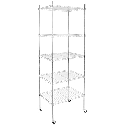 Mount-It! 5-Tier Wire Shelving Unit with Wheels, Holds 88 lbs per shelf, Silver (MI-7862) Simolary simolary.com
