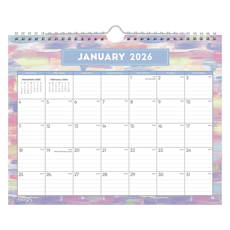2026 Blue Sky Blue Sky 11" x 8.75" Monthly Wall Calendar, Purple (158109) image 1