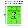 Avery Laser/Inkjet Multipurpose Square Labels, 2" x 2-3/16", Neon Green, 960/Box (94124)~#|#~11989A22-95D3-4BA9-97272C395F92CC74_sc7