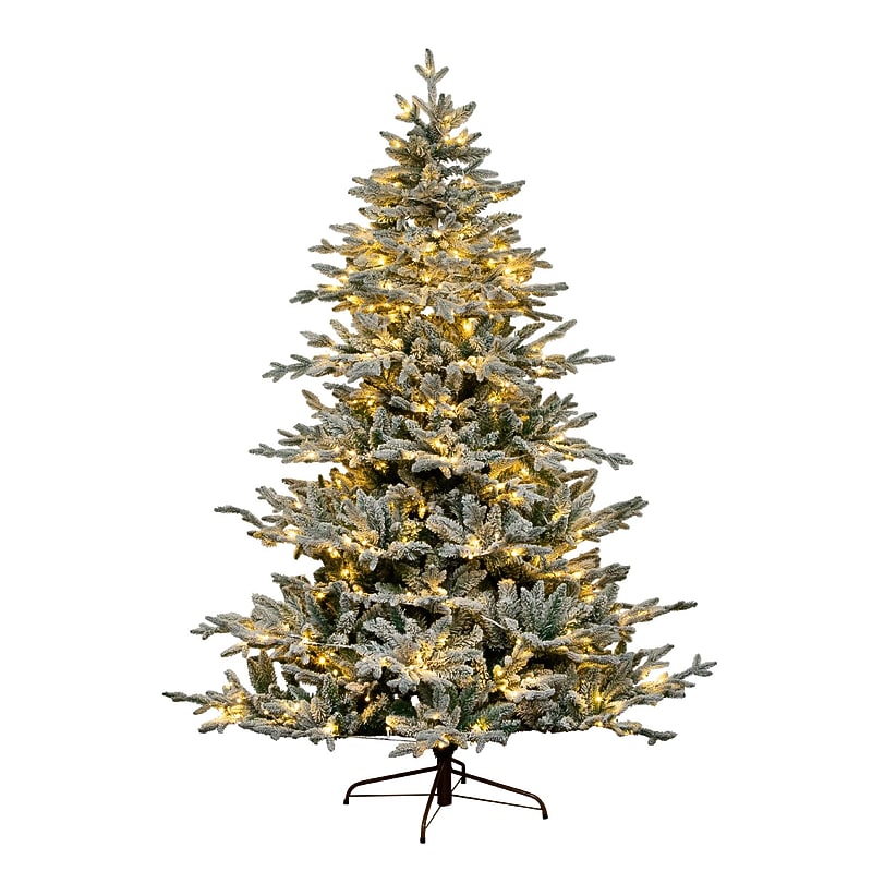 Nearly Natural 7' Pre-Lit Artificial Fraser Fir Flocked Christmas Tree with Instant Connect Technology (T4790) image 1