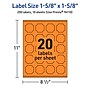 Avery Decorative Edge Multipurpose Labels, 1-5/8" x 1-5/8", Bright Orange, 200/Pack (94110)~#|#~11A9904D-2BF4-4E61-971DFC2509D9BF92_sc7
