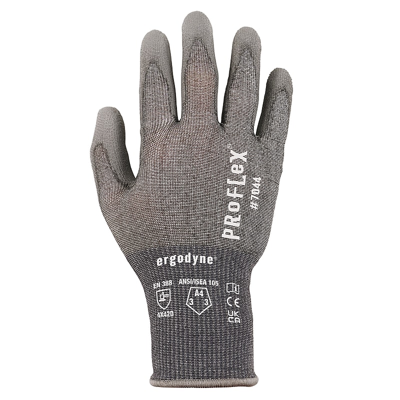 Ergodyne ProFlex 7044 PU Coated Cut-Resistant Gloves, ANSI A4, Gray, Large, 12 Pair (10484) image 1