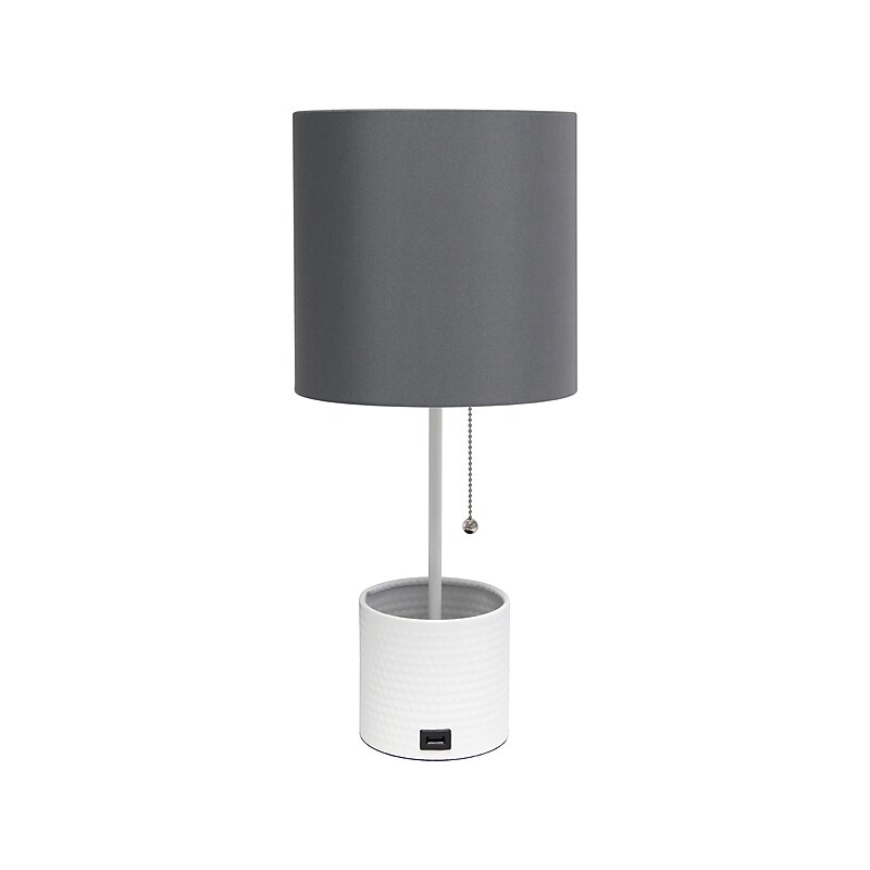 Simple Designs Table Lamp, White/Gray (LT1085-GOW) image 1