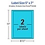 Avery Laser/Inkjet Multipurpose Rectangle Labels, 5" x 7", Bright Blue, 20/Pack (94258)~#|#~11B6334E-0A19-4A87-92DF0A7C00171097_sc7