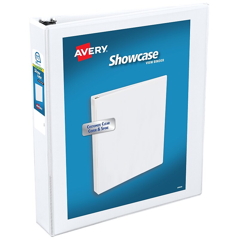 Avery Showcase 1 1/2" 3-Ring View Binders, Slant Ring, White (19651) image 1