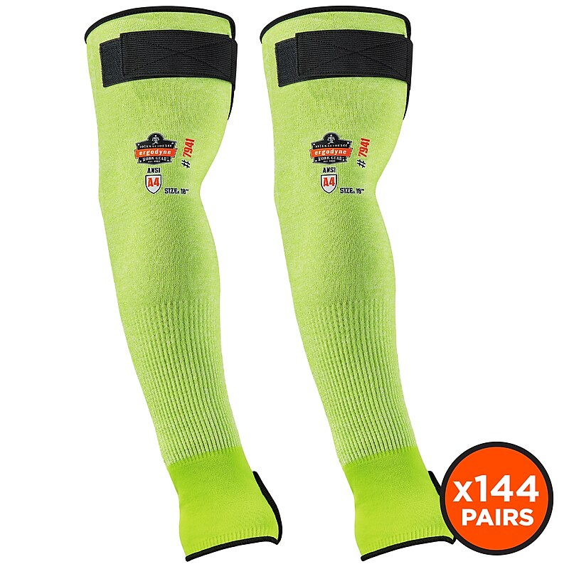 Ergodyne ProFlex 7941-PR Cut-Resistant Arm Sleeve, ANSI A4, Lime, 18 in, 144 Pairs (17947) image 1