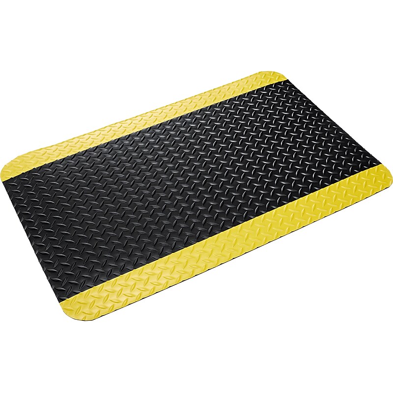 Crown Mats Workers-Delight Deck Plate Supreme Anti-Fatigue Mat, 36" x 144", Black/Yellow (WD 1232YB) image 1