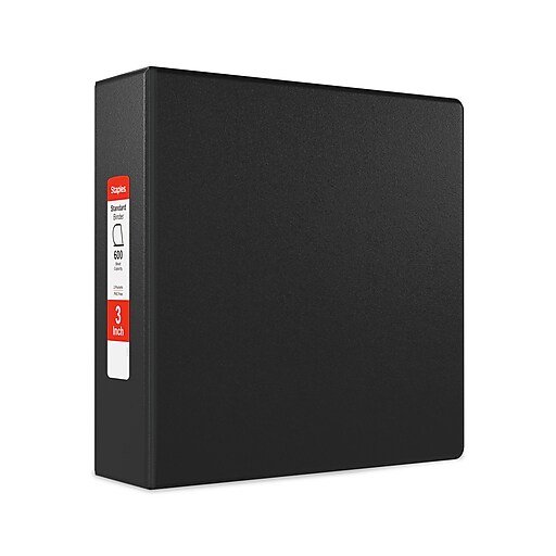 Staples 3" 3Ring NonView Binder, DRing, Black (55358/26307) Staples
