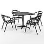 Flash Furniture Lila Indoor-Outdoor Table Set with 4 Slat Back Chairs, 31.5'' Square Black (THAL32SQ017BK4)~#|#~11C7CC2B-9887-497A-81722B63559C4B6D_sc7