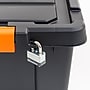 Iris Heavy Duty 78 Qt. Stackable Storage Bin with Latching Lid, Plastic, Black/Orange, 4/Pack (500154)~#|#~11C9E12D-AC2D-4367-83D9C7BC2A221AED_sc7