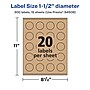 Avery Laser/Inkjet Round Multipurpose Labels, 1.5" Dia., Kraft Brown, 300 Labels/Pack (94506)~#|#~11D754F5-58C4-4368-BC640C958AAA34C8_sc7