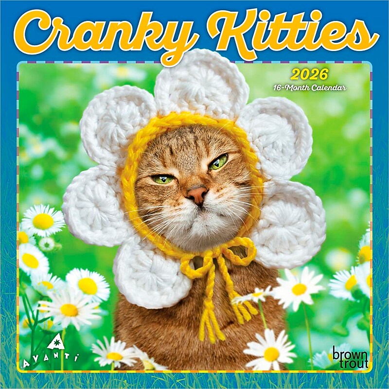 2026 BrownTrout Avanti Cranky Kitties 7" x 7" Monthly Wall Calendar (9798330701407) image 1
