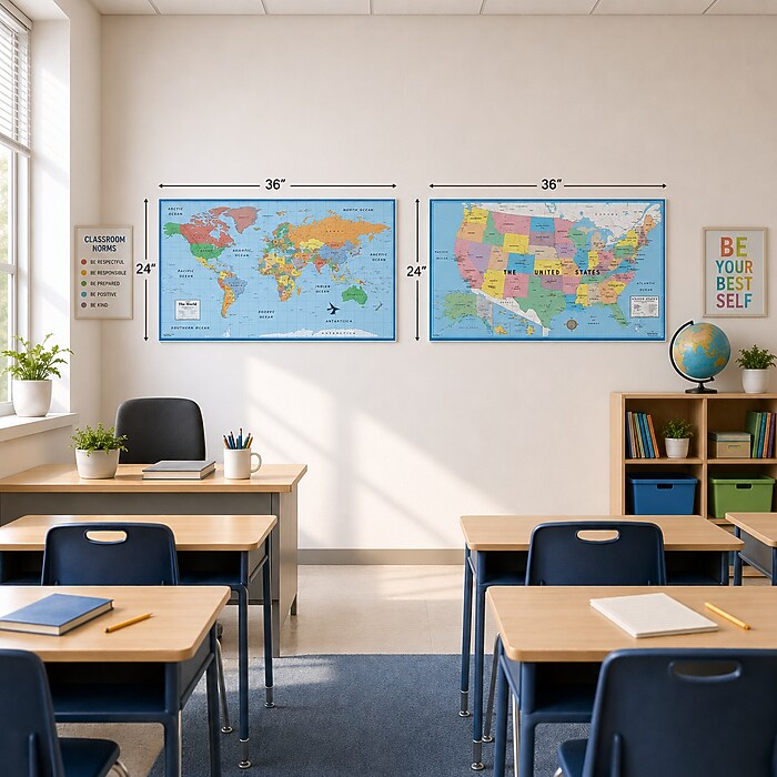SwiftMaps USA & World Wall Map Set 24
