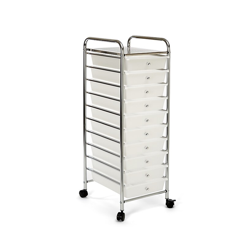 Seville Classics 10-Drawer Storage Cart, Frosted White (SHE16218WB) image 1