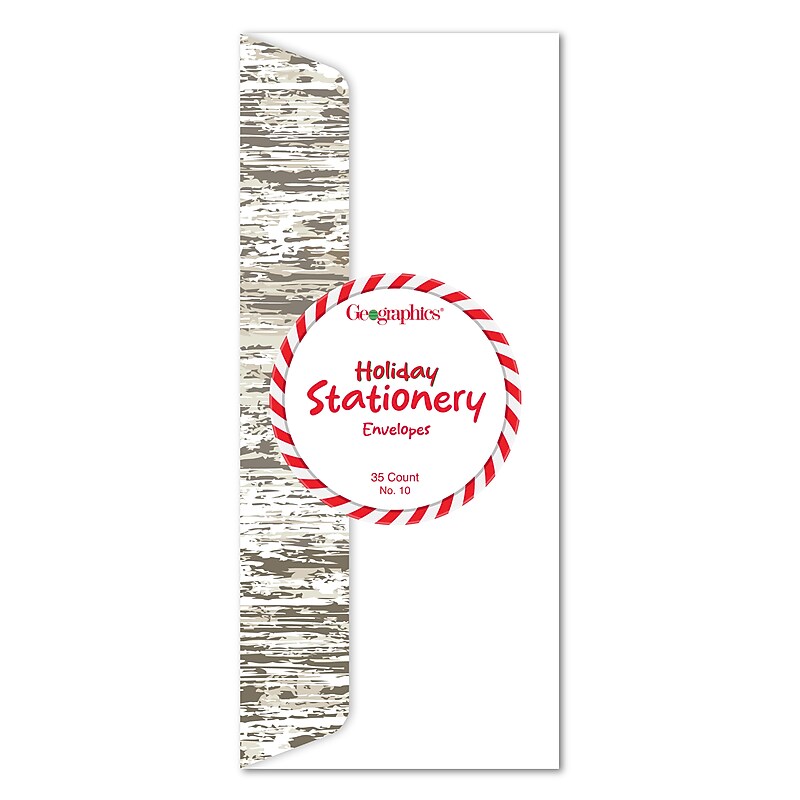 Geographics Pinecones & Ribbon Holiday Envelopes, Multicolored, 35 Envelopes/Pack (50068) image 1