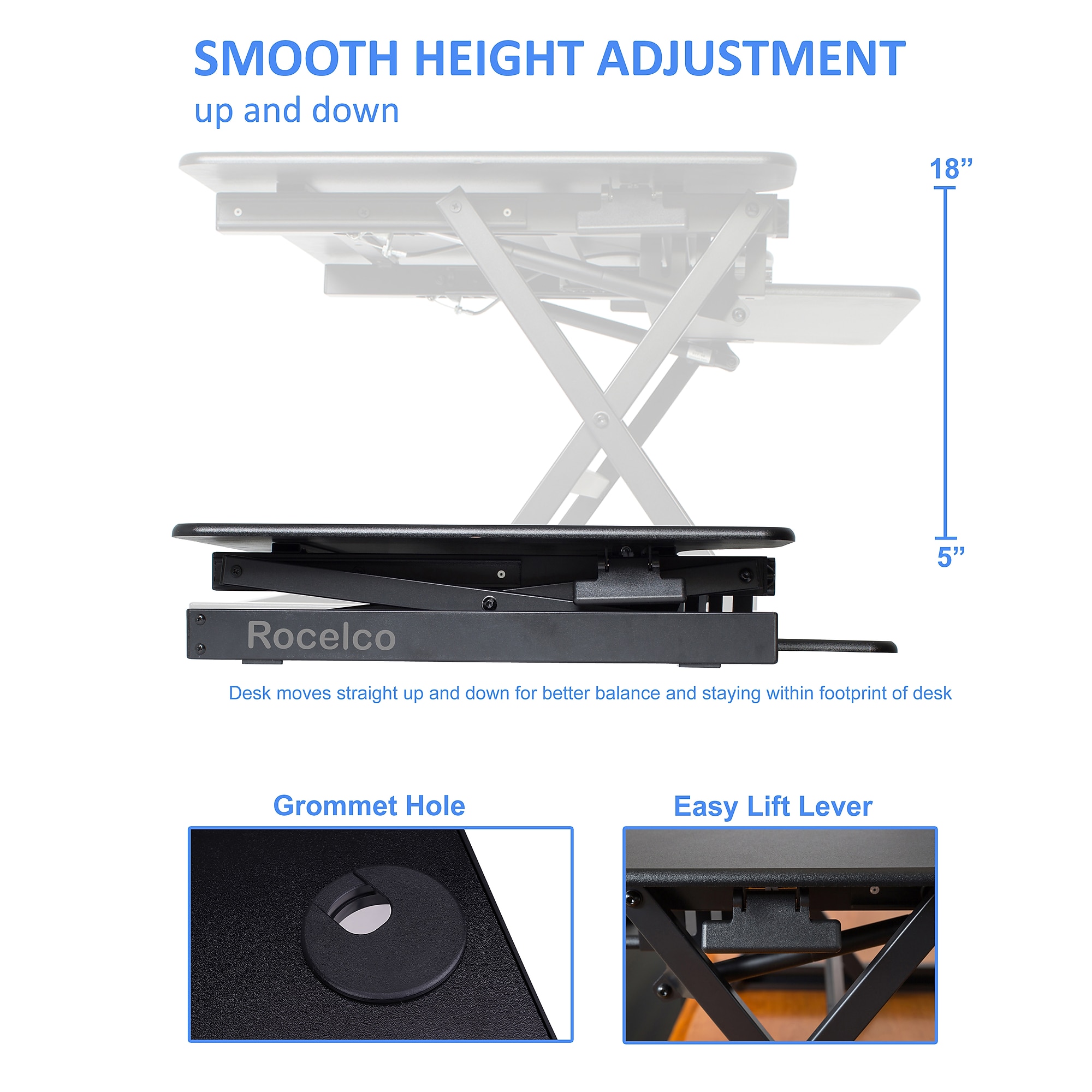 Rocelco 32″W Manual Adjustable Standing Desk Converter, Black (R EADRB2) Sansujyuku sansujyuku.com
